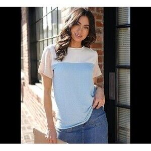 NWT Dokatoo Women Striped T-Shirt Blue & White 2XL Short Sleeve Casual Wear